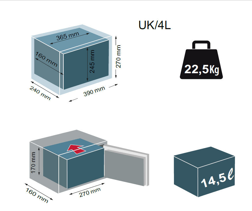 Unica Trony UT/4LP – Cassaforte elettronica da muro